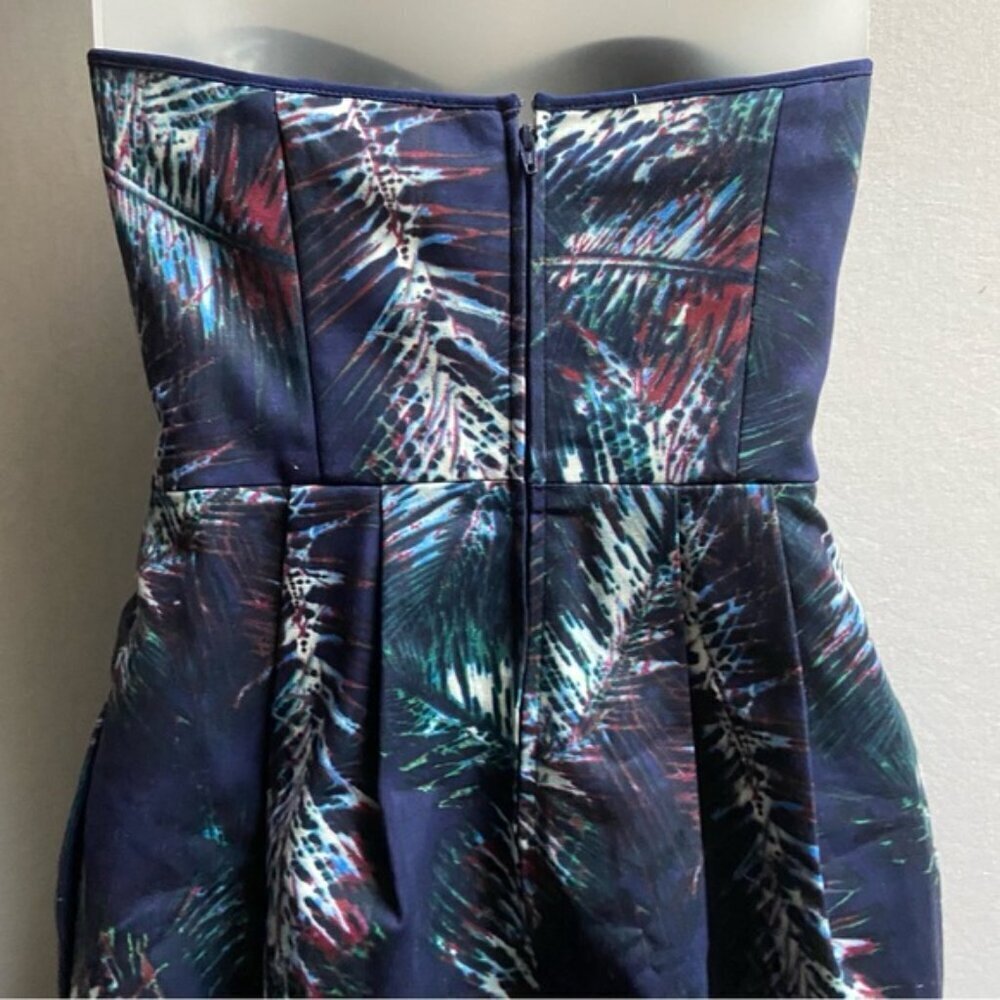 Club Monaco Nelly Strapless Mini Dress With Pockets Blue Pattern Sz 0 - Picture 5 of 15